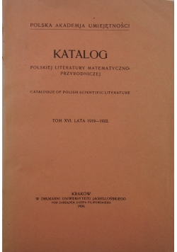 Katalog Polskiej Literatury Matematyczno-Przyrodniczej, 1930 r.