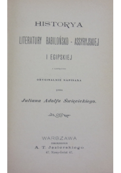 Historya Literatury Powszechnej ,1901r.