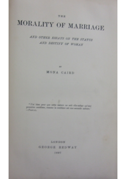 The morality of marriage, 1897 r.