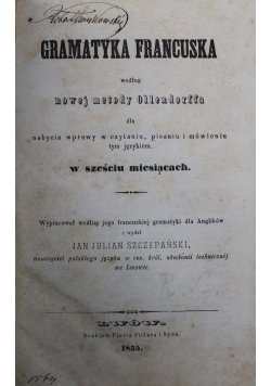 Gramatyka francuska według nowej metody Ollendorffa 1855 r.