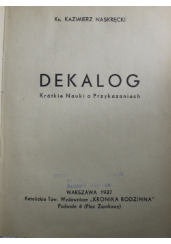 Dekalog krótkie nauki o przykazaniach 1937 r.