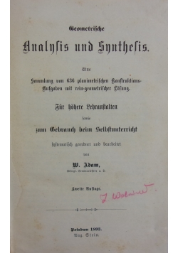 Geometrijde analnlis und Snnthelis, 1893r.
