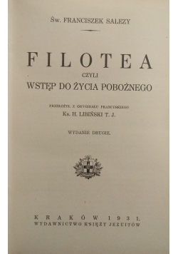 Filotea czyli wstęp do życia pobożnego, 1931 r.