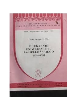 Drukarnie Uniwersytetu Jagiellońskiego 1674 - 1783