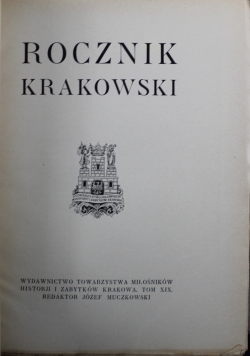 Rocznik Krakowski Tom XIX 1923 r