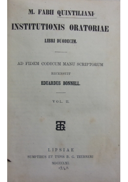 Institutionis Oratoriae, 1861 r.