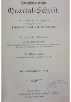 Theologisch praktische Quartalschrift  55 band, 1902r.