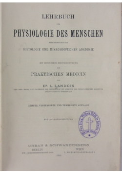 Lehrbuch der physiologie des menschen, 1900 r.