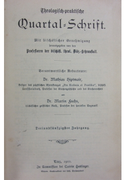 Theologisch praktische Quartalschrift 53 band, 1900r.