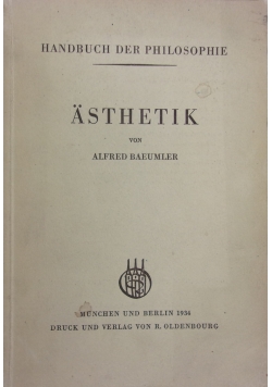 Asthetik von Alfred Baeumler,1934 r.