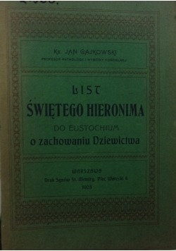 List Świetego Hieronima  1903 r