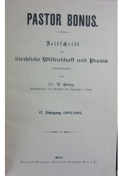 Pastor Bonus 17,  1904r.