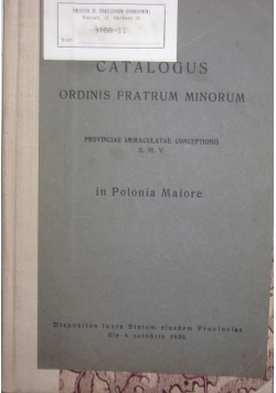 Catalogus ordinis fratrum minorum, 1930r.