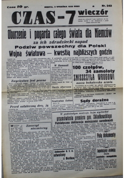 Czas 7 wieczór nr 243 1939 r.