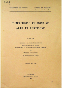 Tuberculose pulmonaire acth et cortisone