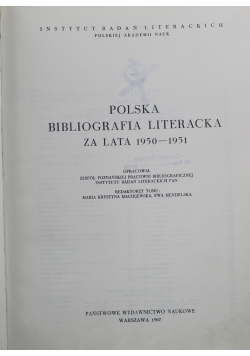 Polska bibliografia literacka za lata 1950 - 1951