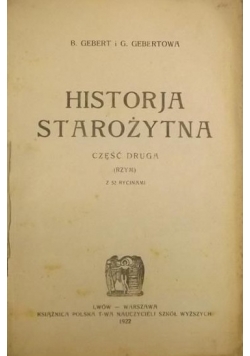 Historja Starożytna, cz. II, 1922 r.