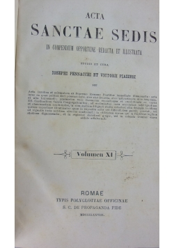 Acta sanctae sedis , volumen XI, 1878r.