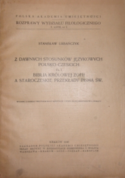 Z dawnych stosunków językowych polsko-czeskich. Część I, 1946 r.