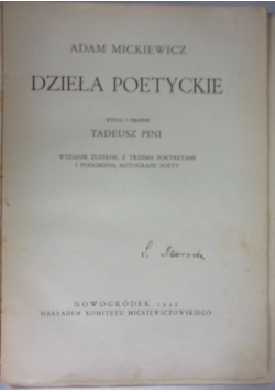 Adam Mickiewicz DZIEŁA POETYCKIE, 1932r.