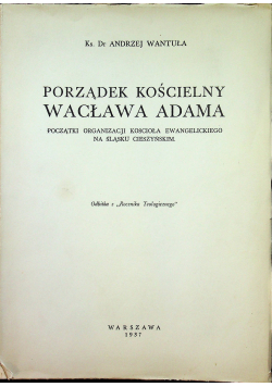 Porządek kościelny Wacława Adamaw 1937 r.