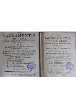 De Sacramentis Novae Legis Dissertationum Theologicarum Libri Octo, Tom I-II, 1763r.