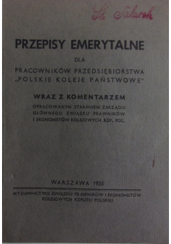 Przepisy Emeryrtalne ,1935r.