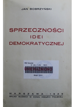 Sprzeczności idei demokratycznej 1929 r.