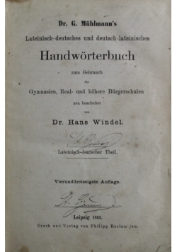 Lateinisch deutsches und deutsch-lateinisches Handwörterbuch 1893