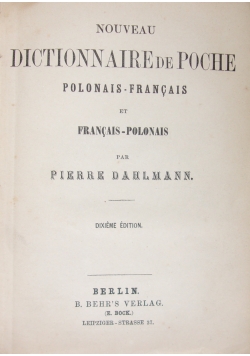 Nowy słownik podręczny polsko-francuzki, 1864 r.