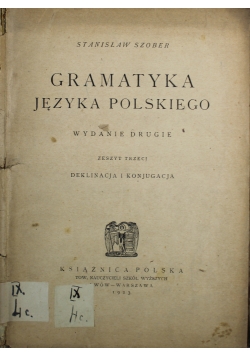 Gramatyka języka Polskiego zeszyt trzeci 1923 r.