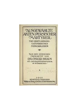 Ausgewahlte akten persischer Martyrer, 1915 r.