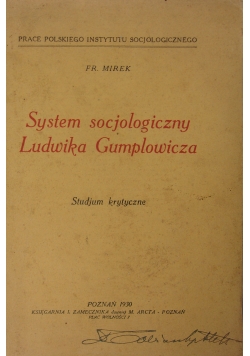 System socjologiczny Ludwika Gumplowicza,1930r.