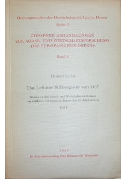 Das Lebuser Stiftsregister von 1405