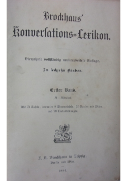 Brockhaus Konversations Lexikon, tom I, 1894r.