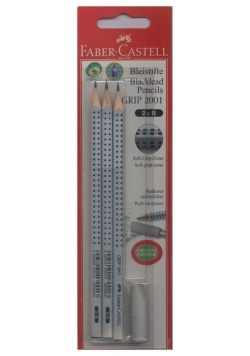 Ołówek grafitowy Grip 2001 2B 3 sztuki z gumką