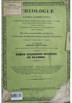 Theologiae Cursus Completus Tom 28