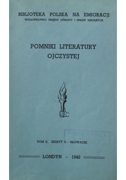 Pomniki literatury ojczystej  zeszyt II 1942  r