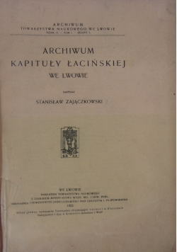 Archiwum Kapituły Łacińskiej, 1923r.