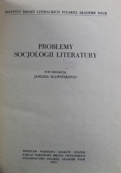 Problemy Socjologii Literatury