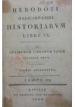 Historiarum Libri IX, Tom III, 1819 r.