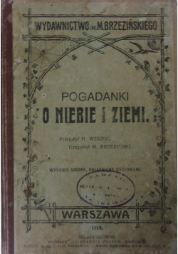 Pogadanki o niebie i ziemi, 1919r.