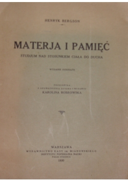 Materja i pamięć. 1930 r.