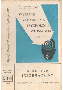 Wybrane zagadnienia psychologii wojskowej ,Cz.1