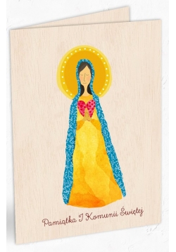 Karnet drewniany C6 + koperta Komunia Maria