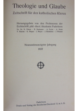 Theologie und Glaube  29 , 1937r.