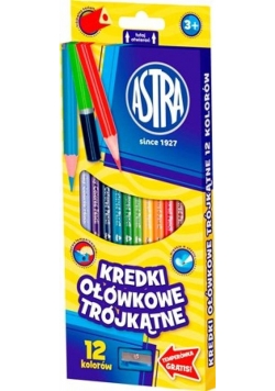 Kredki ołówkowe trójkątne 12 kolorów ASTRA