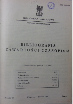 Bibliografia zawartości czasopism zeszyt 1 do 3 Rocznik 40