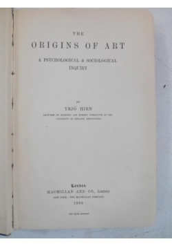 Hirn Yrjo - The Origins of Art, 1900 r.