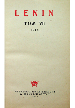 Lenin dzieła wybrane tom VII 1941 r